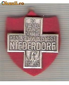 CIA 195 Medalie Schwingfest Niederdorf 1935 (lupte -Wrestling )(Elvetia) -dimensiuni, circa 26X26 milimetri