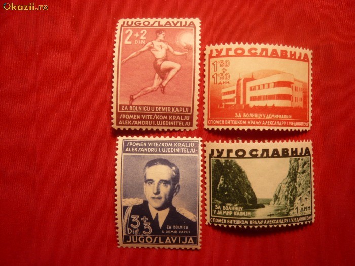 Serie - A 5a Comem.a Regelui Alex.I- 1939- Yugoslavia ,4 val. Serie - A 5a Comem.a Regelui Alex.I- 1939- Yugoslavia ,4 val.