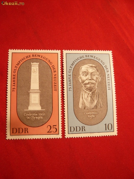 Serie- 75 Ani Jocuri Olimpice 1969 DDR , 2 valori Serie- 75 Ani Jocuri Olimpice 1969 DDR , 2 valori