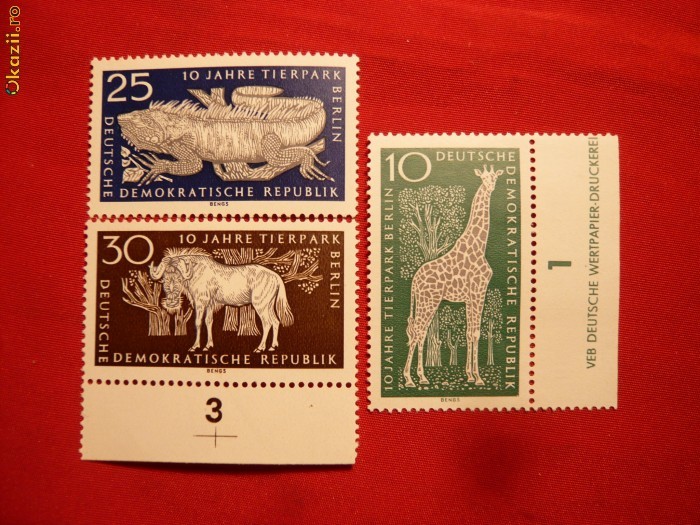 SERIE - FAUNA - Preistorice - 1965 DDR , 3 valori SERIE - FAUNA - Preistorice - 1965 DDR , 3 valori
