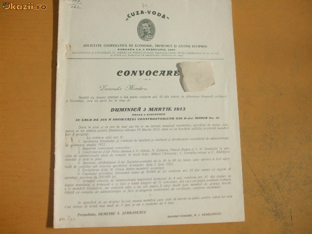 Dare de seama Soc. economie ,,Cuza - Voda&quot; Buc. 1913