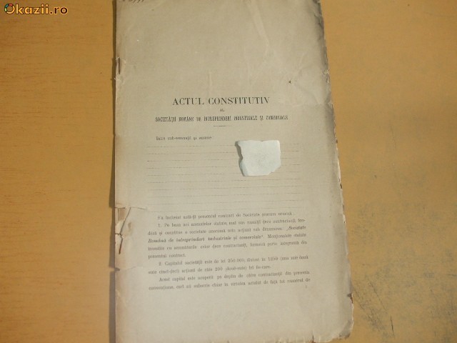 Act constitutiv Soc. intreprinderi ind. si comerciale Buc. 1900 Act constitutiv Soc. intreprinderi ind. si comerciale Buc. 1900