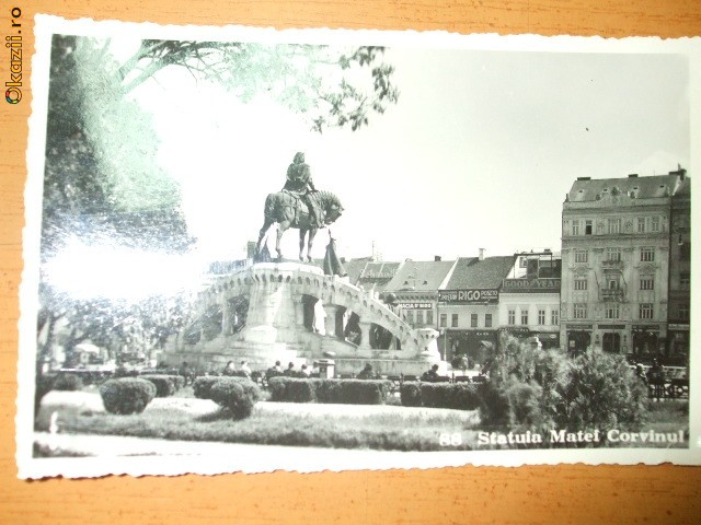 Carte postala Cluj Statuia Matei Corvinul 1936