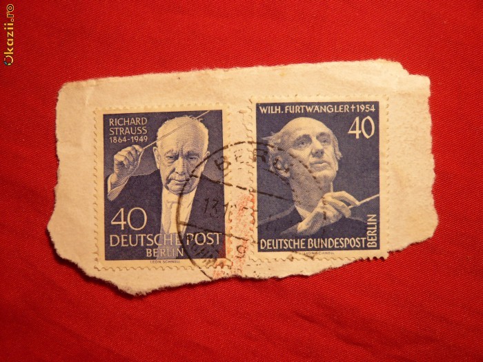 Fragment cu seriile Dirijori 1954-1955 DDR stamp. 1+1 val. Fragment cu seriile Dirijori 1954-1955 DDR stamp. 1+1 val.