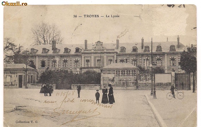 carte postala-TROYES-Le Lycee 1908