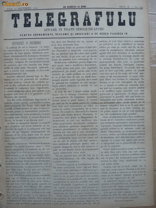 Ziarul Telegrafulu , 14 decembrie 1872