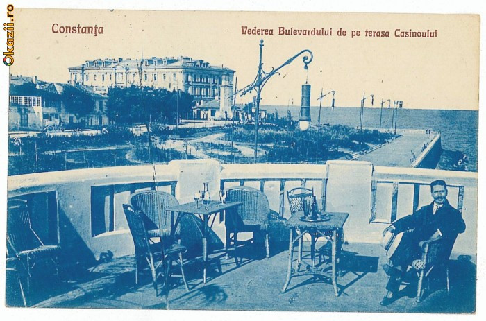 3973 - CONSTANTA, Terasa Cazinoului - old postcard - used - 1927
