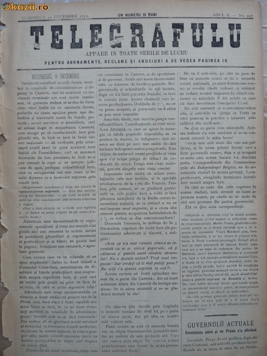 Ziarul Telegrafulu , 10 decembrie 1872