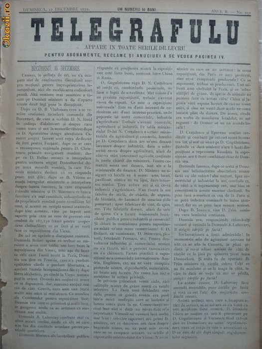 Ziarul Telegrafulu , 17 decembrie 1872