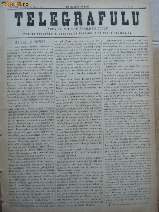 Ziarul Telegrafulu , 29 decembrie 1872