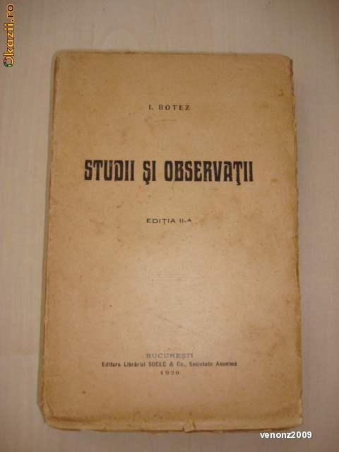 I. Botez - Studii si observatii (1920) I. Botez - Studii si observatii (1920)