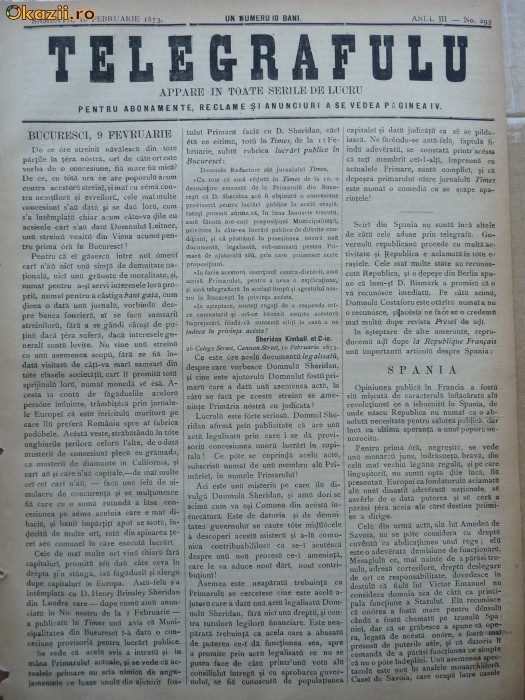 Ziarul Telegrafulu , 10 februarie 1873
