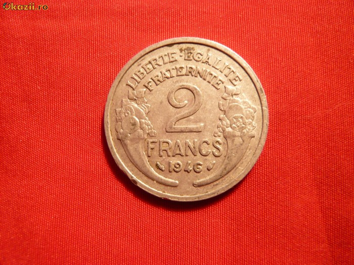 2 Franci ,1946 ,Franta ,Aluminiu , cal F.Buna , d=2,7cm.