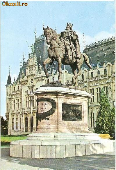 CP196-46 Iasi. Statuia lui Stefan cel Mare, de E.Fremier -scrisa -carte postala, necirculata -starea care se vede