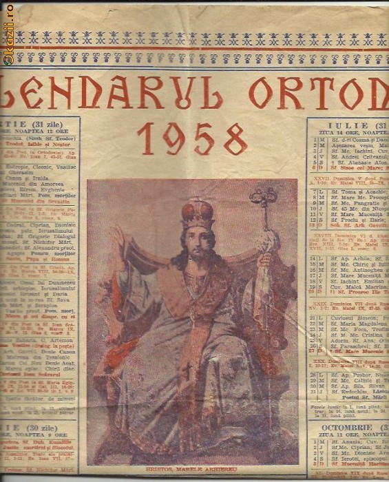 CALENDAR CRESTIN ORTODOX - 1958 foto mare CALENDAR CRESTIN ORTODOX - 1958 foto mare