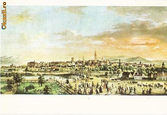 CP197-20 Muzeul Brukenthal -Franz Neuhauser -Vedere generala a orasului Sibiu -carte postala, necirculata -starea care se vede