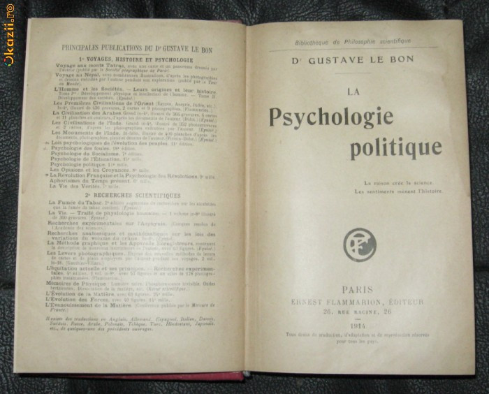G le Bon La Psychologie politique Ed. Flammarion 1914