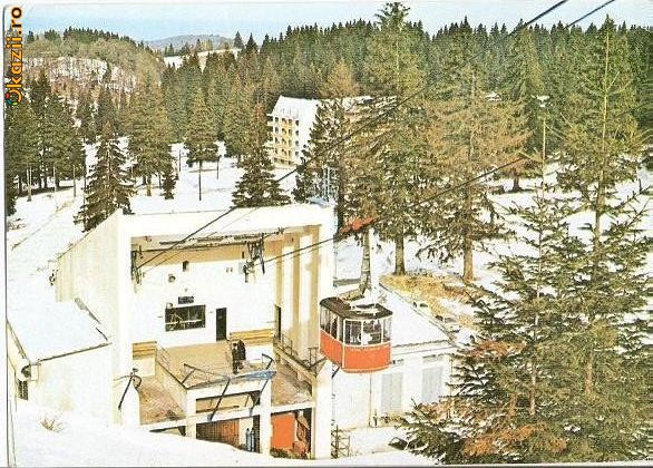 CP201-54 Poiana Brasov. Statia teleferic plecare -carte postala, circulata 1980 -starea care se vede