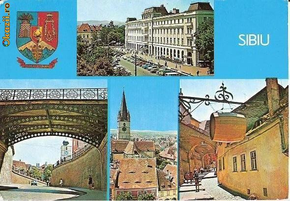 CP201-83 Sibiu -Imagini din municipiu(stema) -carte postala, necirculata -starea care se vede