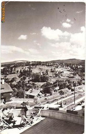 CP203-89 Predeal -Vedere de pe terasa vilei ,,7 Noiembrie" -RPR -carte postala, circulata 1964 -starea care se vede CP203-89 Predeal -Vedere de pe terasa vilei ,,7 Noiembrie" -RPR -carte postala, circulata 1964 -starea care se vede