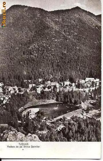 CP204-80 Tusnad -Vedere de pe Stanca Soimilor -RPR -carte postala, circulata 1962 -starea care se vede CP204-80 Tusnad -Vedere de pe Stanca Soimilor -RPR -carte postala, circulata 1962 -starea care se vede