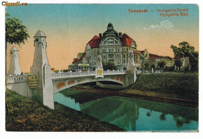 157 - TIMISOARA, Bega, Tramway on the Bridge - old postcard - used - 1917