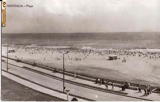 CP205-92 Mangalia -Plaja -RPR -carte postala, circulata 1964 -starea care se vede