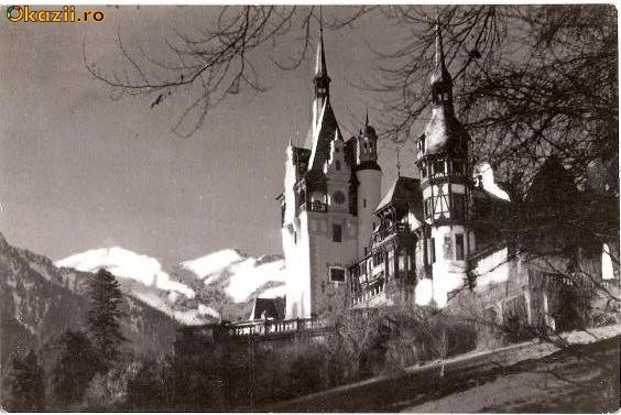 CP205-85 Sinaia -Muzeul Peles -RPR -carte postala, circulata 1957 -starea care se vede