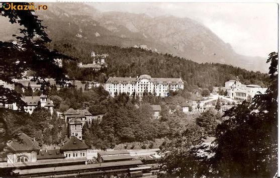 CP206-64 Sinaia. Vedere spre Muntii Bucegi -RPR -carte postala circulata 1963 -starea care se vede