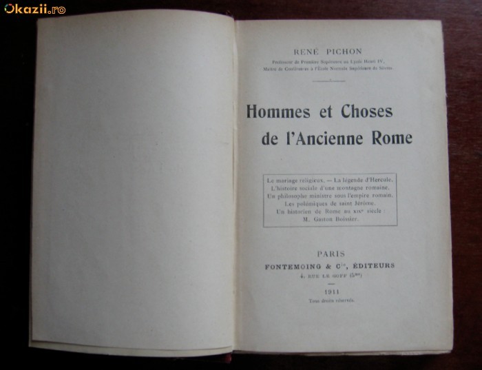 R Pichon Hommes et choses de l'Ancienne Rome Paris 1911 R Pichon Hommes et choses de l'Ancienne Rome Paris 1911