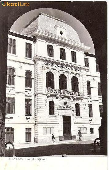 CP206-67 Craiova -Teatrul National(Colegiul Popular N.Balcescu) -RPR -carte postala circulata 1961 -starea care se vede