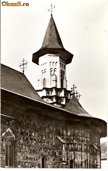 CP206-69 Biserica manastirii Sucevita. Fatada de sud -carte postala scrisa, dar necirculata -starea care se vede