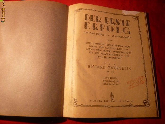 Partitura - Primul Succes de R.Krentzlin - ed.1920