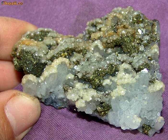 Vand Flori De Mina Siderit Pe Cuart Calcopirita Limonit Piesa