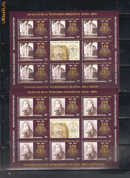 ROMANIA 2011 - 150 ANI BIBLIOTECA ASTRA SIBIU, MINICOLI, MNH - LP 1908d ROMANIA 2011 - 150 ANI BIBLIOTECA ASTRA SIBIU, MINICOLI, MNH - LP 1908d