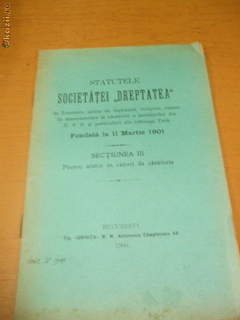 SOCIETATEA DREPTATEA, AJUTOR DE CASATORIE SOCIETATEA DREPTATEA, AJUTOR DE CASATORIE