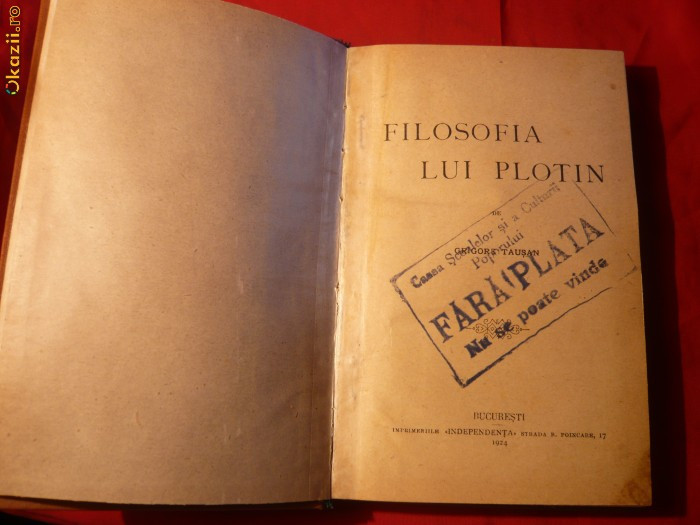 Grigore Tausan - Filozofia lui Plotin - ed. 1924