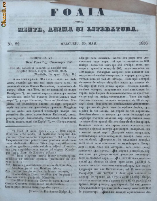 Foaia pentru minte , inima si literatura , nr. 22 , 1856
