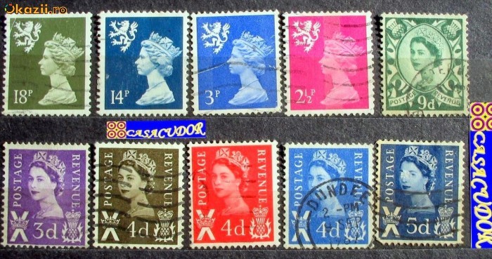 SCOTIA UZUALE 1967-1993 val. = 7,25 LS 10 timbre Q. Elisabeth circulate SCOTIA UZUALE 1967-1993 val. = 7,25 LS 10 timbre Q. Elisabeth circulate