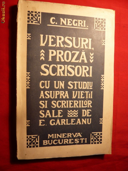 Costache Negri -Versuri , Proza , Scrisori - 1909