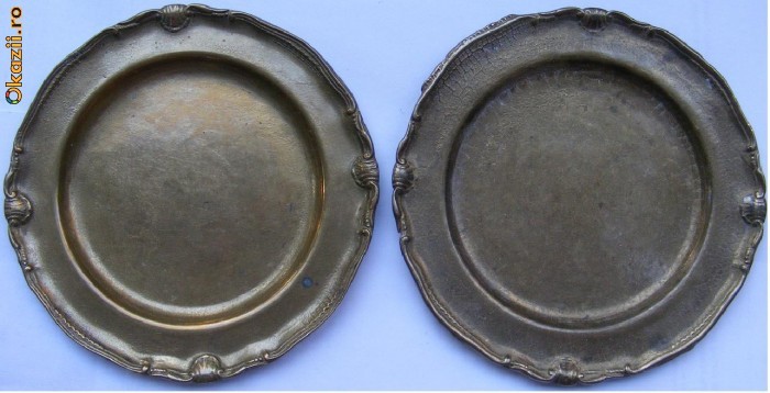 2 farfurii vechi din bronz 2 farfurii vechi din bronz