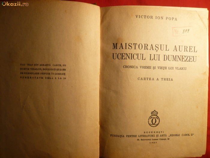 Victor Ion Popa - Maistorasul Aurel Ucenicul lui Dumnezeu 1939