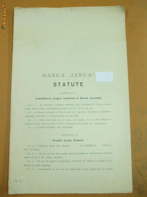 Statute Banca Ianca 1912