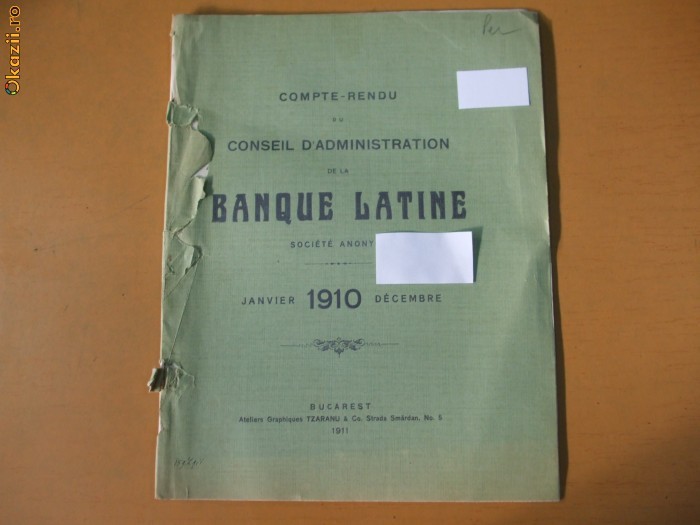 Compte-rendu de la Banque Latine Bucarest 1911 Compte-rendu de la Banque Latine Bucarest 1911