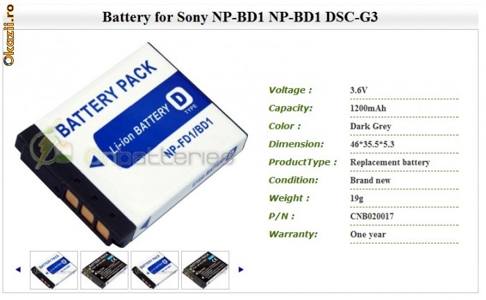 Acumulator np-fd1 bd1 700 mAh sony dsc-t DSC-T 70 DSC-T 77 DSC-T 90 DSC-T 200 DSC-T 300 DSC-T 500 DSC-T 700 DSC-T 900 Acumulator np-fd1 bd1 700 mAh sony dsc-t DSC-T 70 DSC-T 77 DSC-T 90 DSC-T 200 DSC-T 300 DSC-T 500 DSC-T 700 DSC-T 900