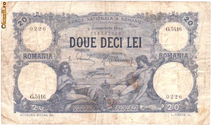 * Bancnota 20 lei 1924