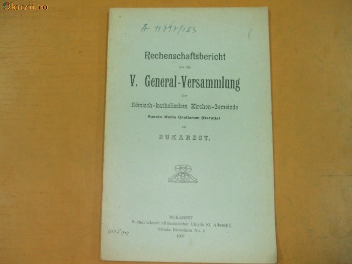 Rechenschaftsbericht an die V. General-Versammlung Bukarest 1907 Rechenschaftsbericht an die V. General-Versammlung Bukarest 1907