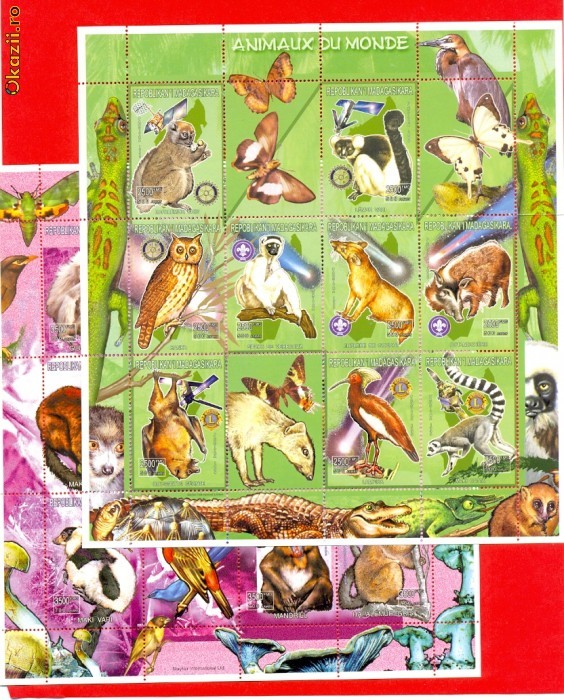 ST-02=MADAGASIKARA 1999 Animalele lumii Blocuri nestamilate MNH ST-02=MADAGASIKARA 1999 Animalele lumii Blocuri nestamilate MNH