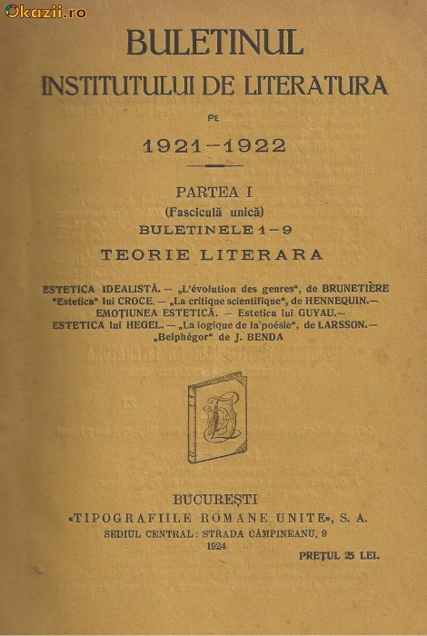 10 reviste BULETINUL INSTITUTULUI DE LITERATURA pe anii 1921,1922,1923,1924,1925 - nr.consecutive + 2 reviste FLAMURA pe 1925