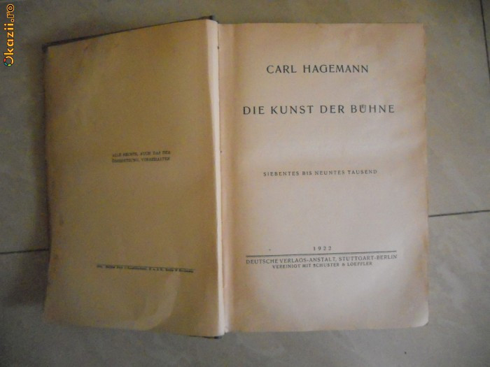 CARL HAGEMANN-ARTA SCENEI(TEATRULUI) IN LIMBA GERMANA-1922-OMOLOG STANISLAVSKI